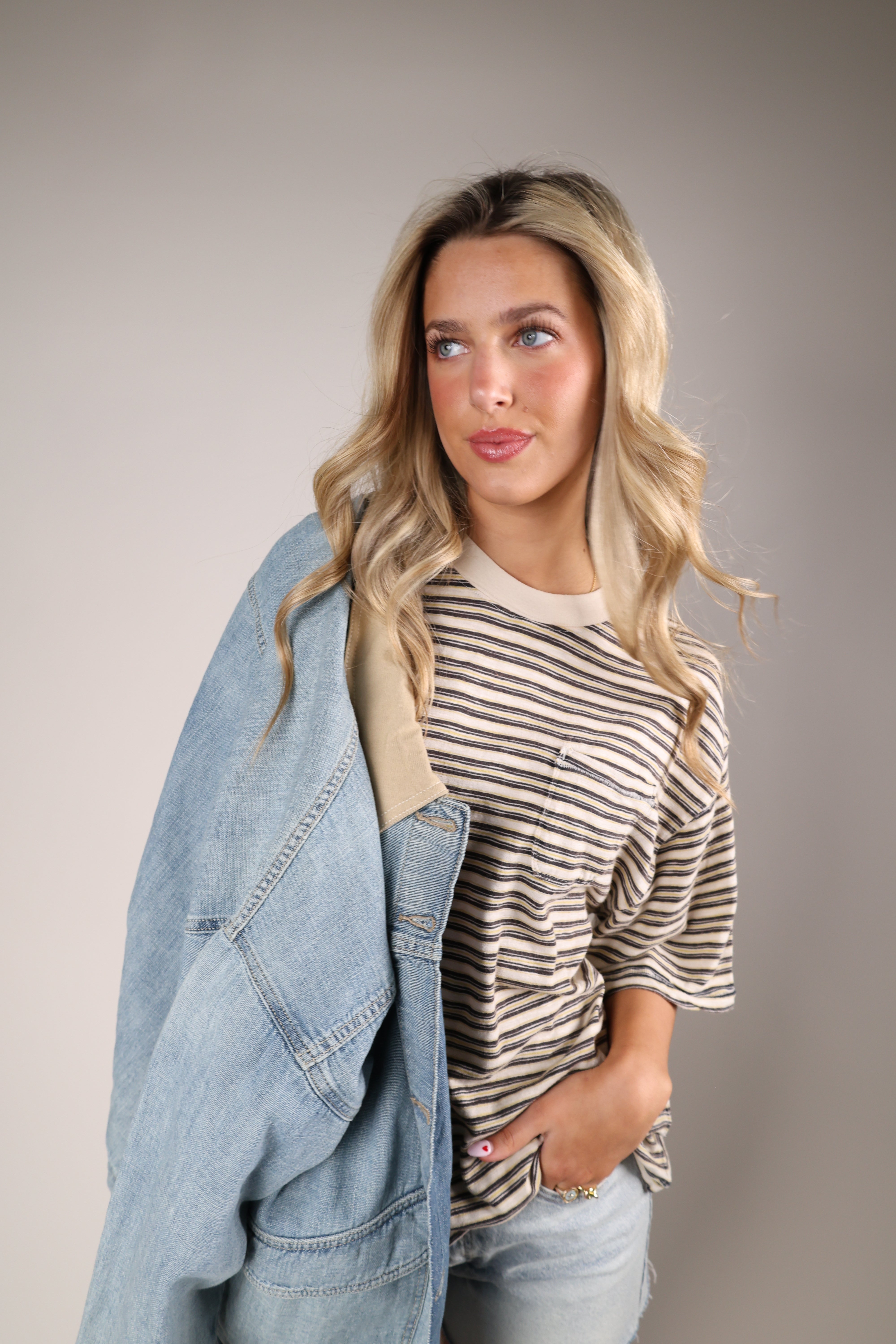 All Love Stripe Pocket Tee | Tops | Shear Boutique