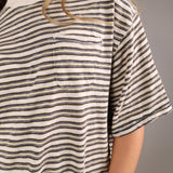 Free People All Love Stripe Pocket Tee in brown styled as an effortless casual layering essential.