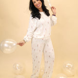 High-rise wide-leg pants by Z Supply featuring a playful mini champagne bottle print.