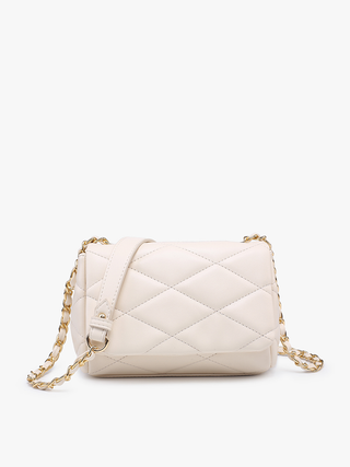 Prague Quilted Crossbody w/ Chain Strap: Off White