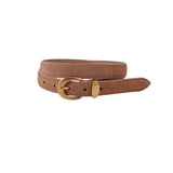 Suede Belt with Gold Curve Buckle