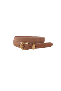 Suede Belt with Gold Curve Buckle