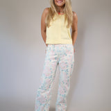 Steve Madden floral denim wide leg jeans with front and back pockets