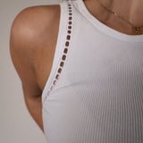Women’s white ribbed tank Shear Boutique spring collection 2026 fitted basic layering top minimalist style