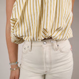 Shear Boutique Spring 2026 citron stripe strapless bubble top yellow striped summer top romantic airy silhouette