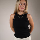 Shear Boutique Spring 2026 black ribbed tank top fitted sleeveless basic everyday layering top