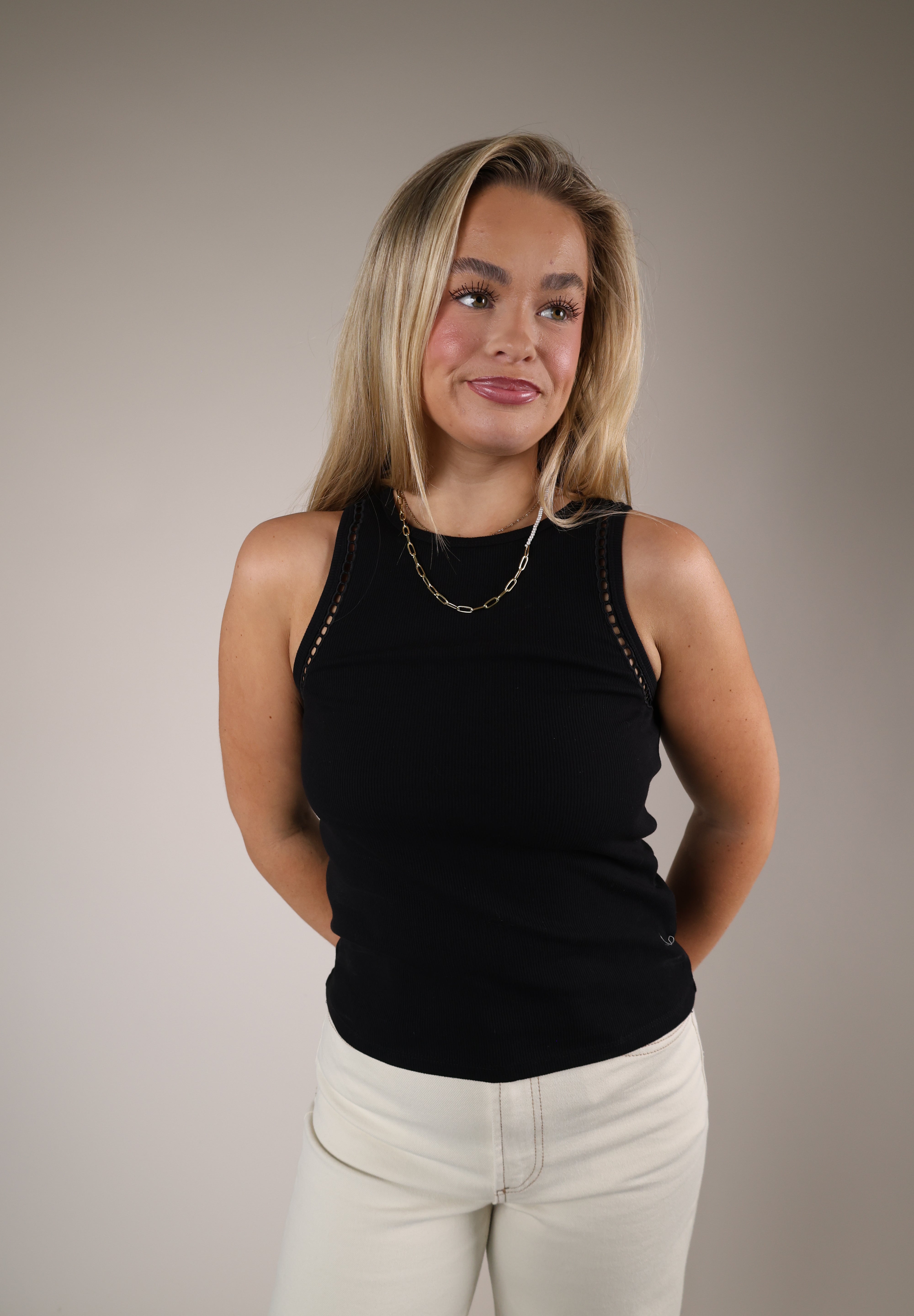 Shear Boutique Spring 2026 black ribbed tank top fitted sleeveless basic everyday layering top