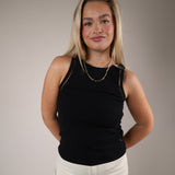 Women’s black ribbed tank Shear Boutique spring collection 2026 fitted basic layering top minimalist style