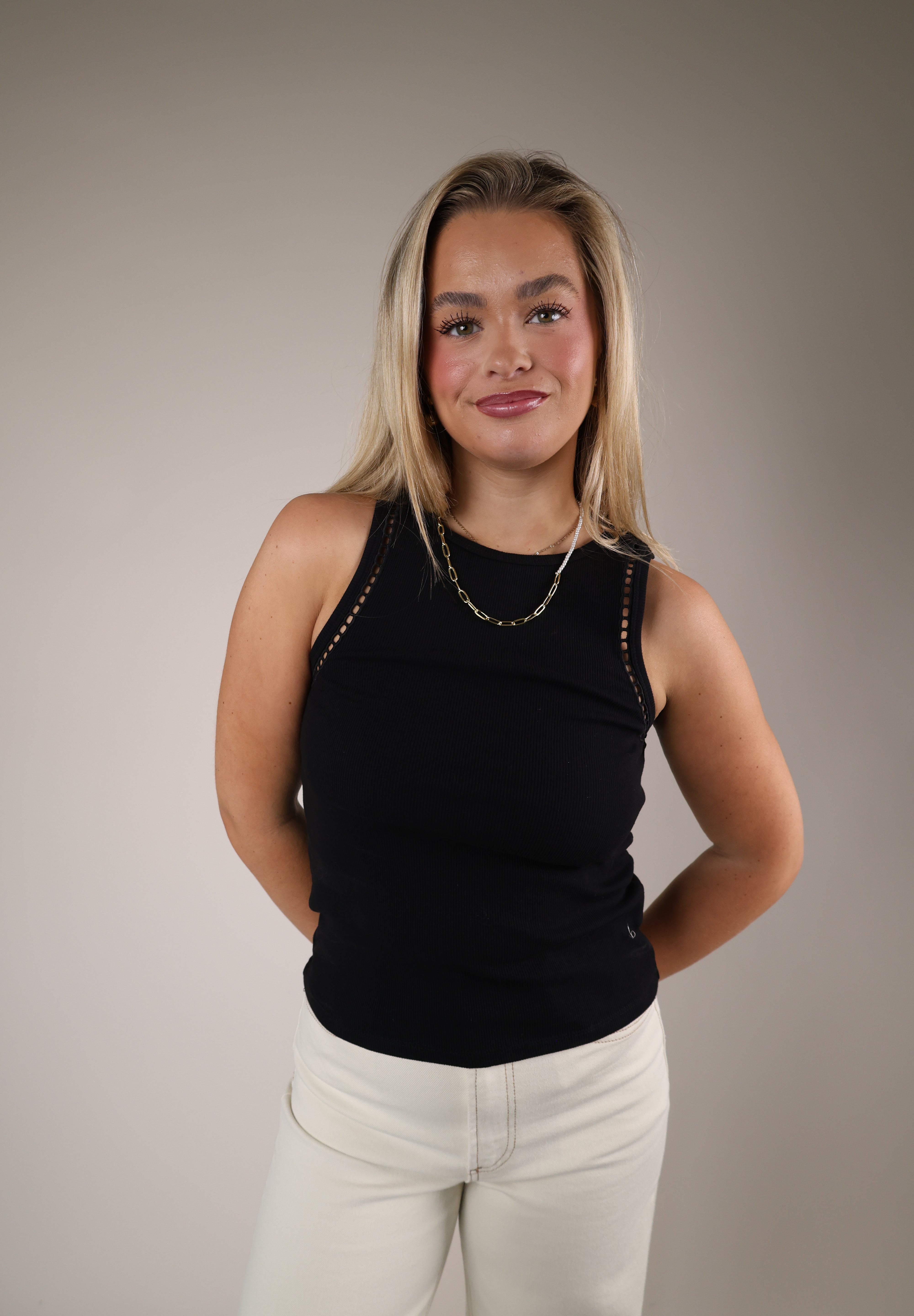 Women’s black ribbed tank Shear Boutique spring collection 2026 fitted basic layering top minimalist style