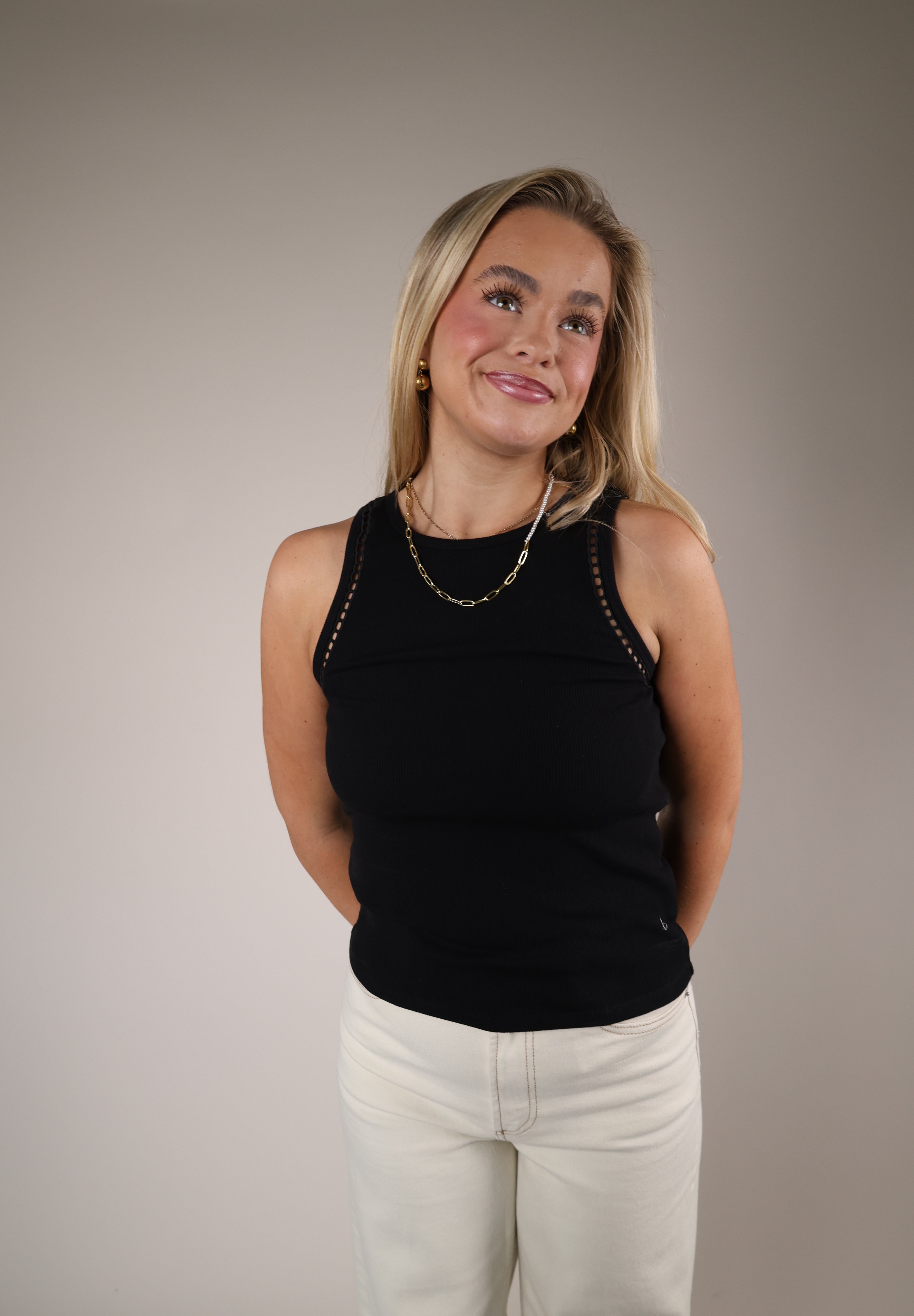 Shear Boutique black tank top spring 2026 ribbed fitted sleeveless top casual everyday outfit