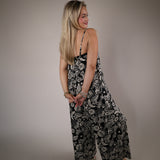 Women’s floral jumpsuit Shear Boutique spring collection 2026 black print jumpsuit easy throw on outfit