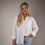 Shear Boutique Spring 2026 white button up shirt lightweight relaxed fit women’s classic everyday top