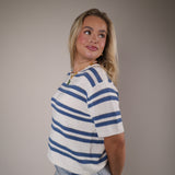 Prado Stripe Sweater Tee Shear Boutique spring 2026 blue striped knit tee casual everyday outfit
