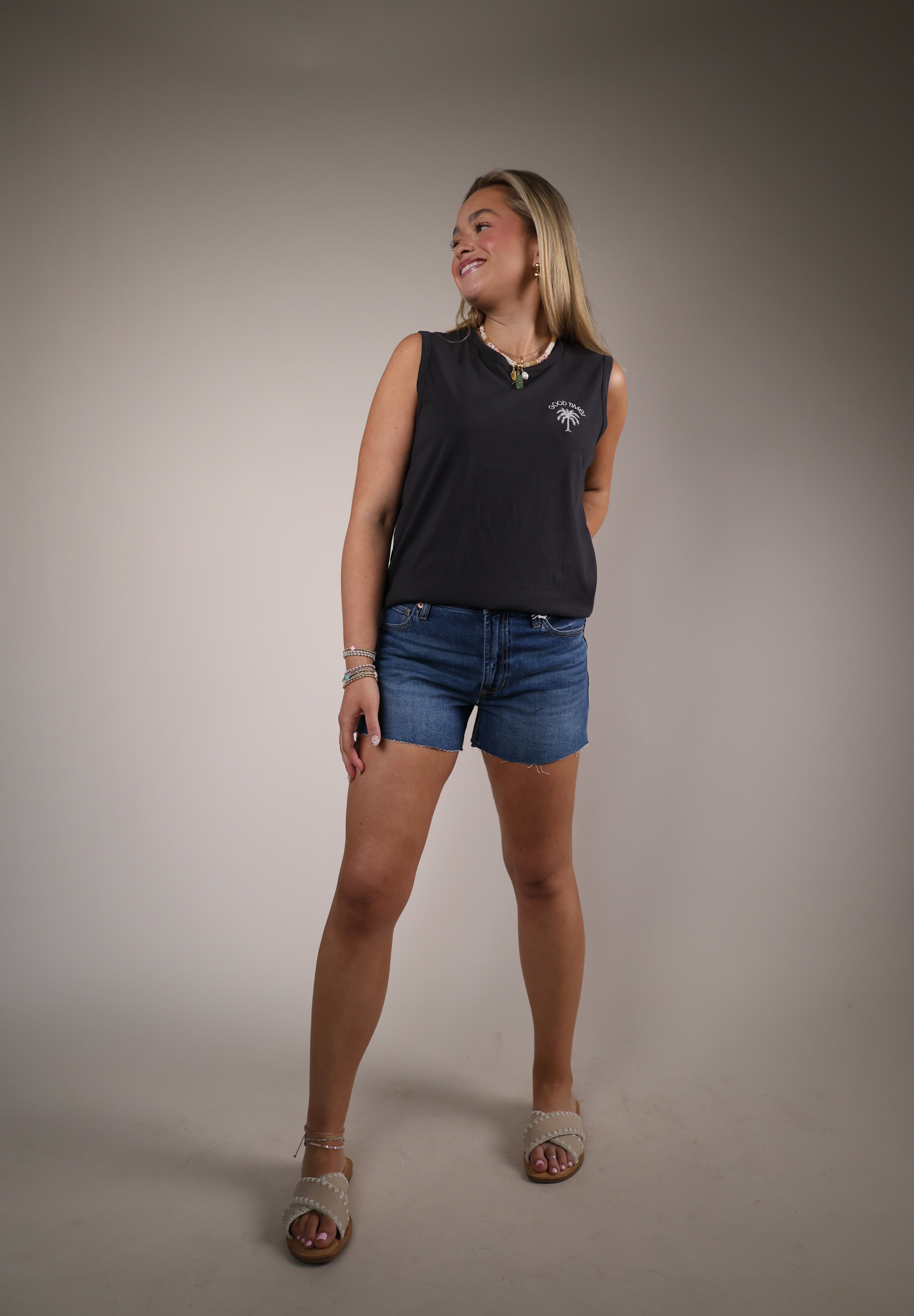 Women’s graphic muscle tank Shear Boutique spring collection 2026 relaxed sleeveless top casual style