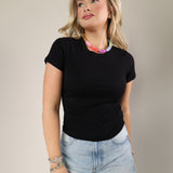 Sundry Shrunken Tee in black with a flattering fitted shape and crew neck design.