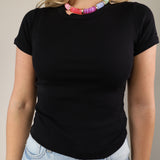 Classic black Sundry shrunken tee with a soft stretch fabric and short sleeves.