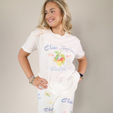Z Supply Club Tropics Boyfriend Tee in soft cream with colorful tropical graphic and relaxed fit.