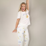 Casual Z Supply Club Tropics boyfriend tee in ivory with playful tropical artwork and crew neckline.