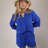 Lightweight Z Supply Helena shirt in blue gauze fabric with a casual, comfortable silhouette.