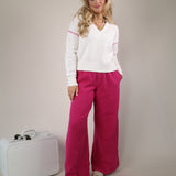 Casual Sundry pink lounge pants with a wide leg cut and comfortable relaxed fit.