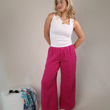 Comfortable Sundry wide leg lounge pants in pink with a breezy, loose-fitting design.