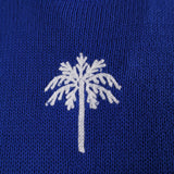 Soft Z Supply Sienna Palm sweater in blue with white palm pattern and cozy crewneck style.