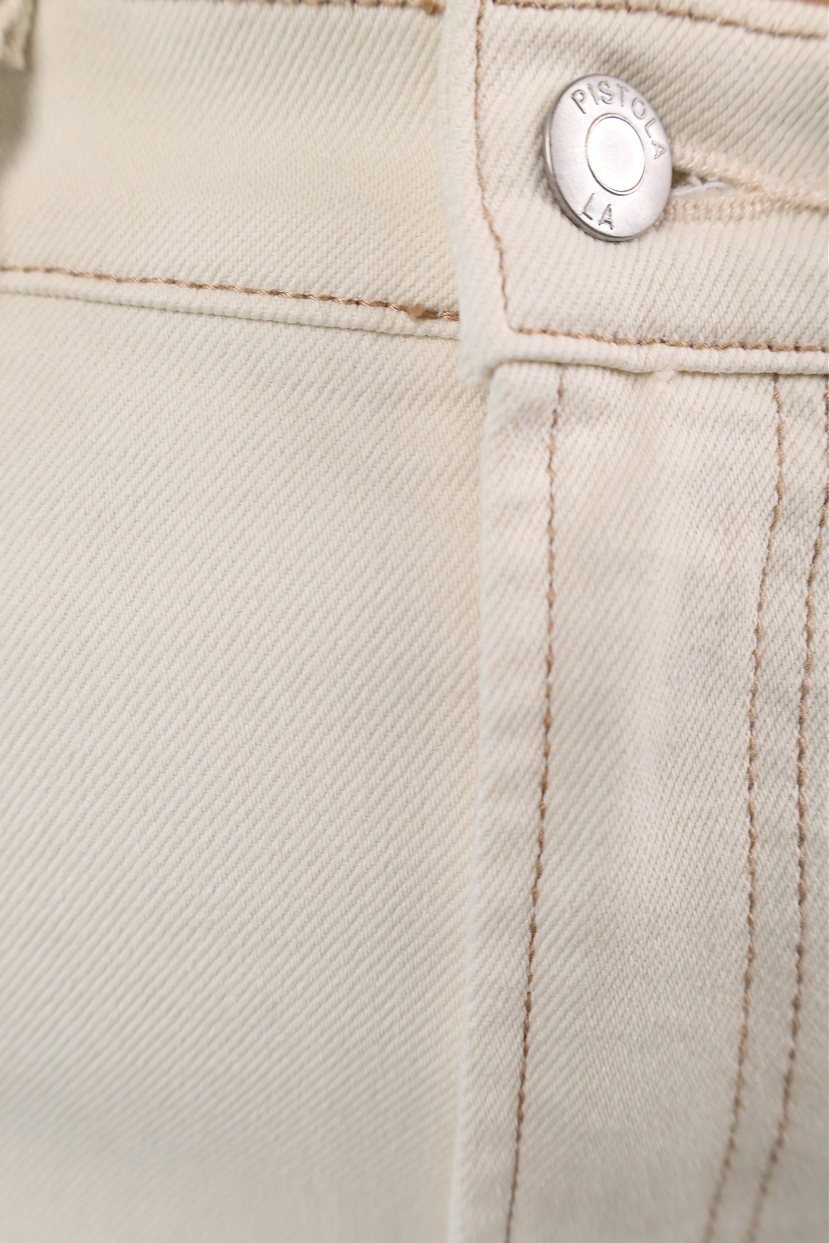Chic Pistola Lana Ultra Wide Leg pants in ivory denim with classic five-pocket styling.