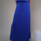 Casual Z Supply Idris maxi skirt in vibrant blue with a soft gauze texture and easy pull-on style.