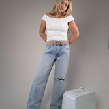 Relaxed Pistola Hendrix Baggy Fix jeans in light wash denim with a high waist and straight baggy leg.