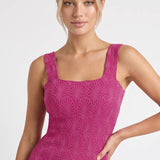 Deep Sea Blue Lace Textured Top
