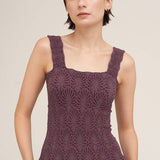 Deep Sea Blue Lace Textured Top