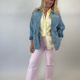 Soft blush Pistola Lexi bowed straight jeans with relaxed mid rise fit