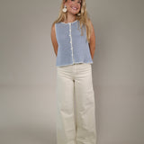 Shear Boutique blue knit vest spring 2026 women’s sweater vest lightweight layering piece