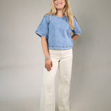 Steve Madden Jesse top storm blue Shear Boutique spring 2026 relaxed fit denim look top