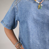 Shear Boutique blue top spring 2026 women’s casual blouse lightweight denim inspired shirt
