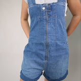 Women’s denim overall shorts Shear Boutique spring collection 2026 mid indigo shortalls outfit