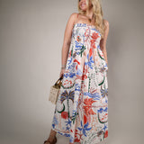 women’s Z Supply midi dress smocked bodice beach vacation outfit