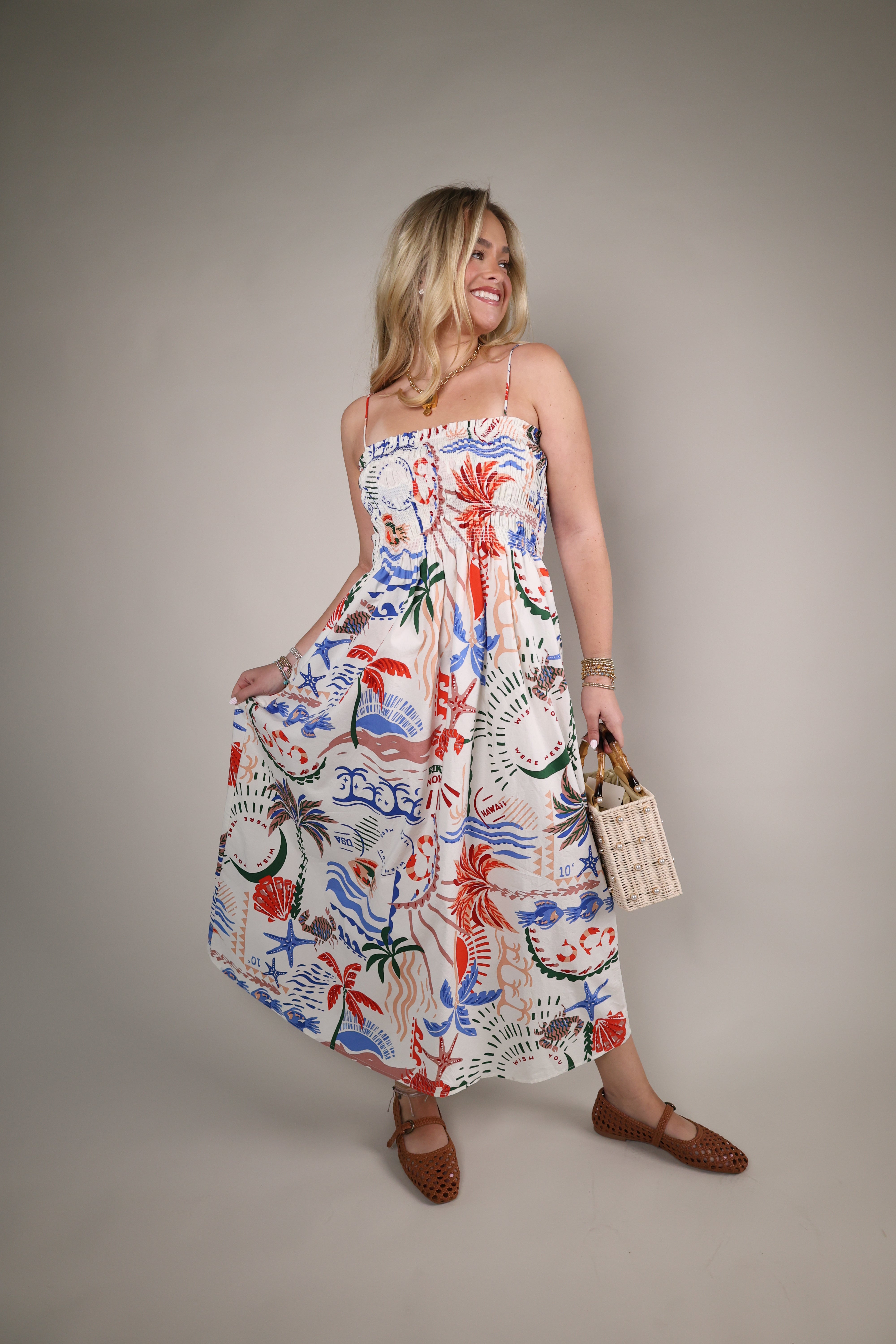 Z Supply Cornelia Getaway midi dress coastal print summer cotton dress