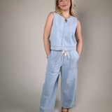 women’s square neck denim top sleeveless casual summer style