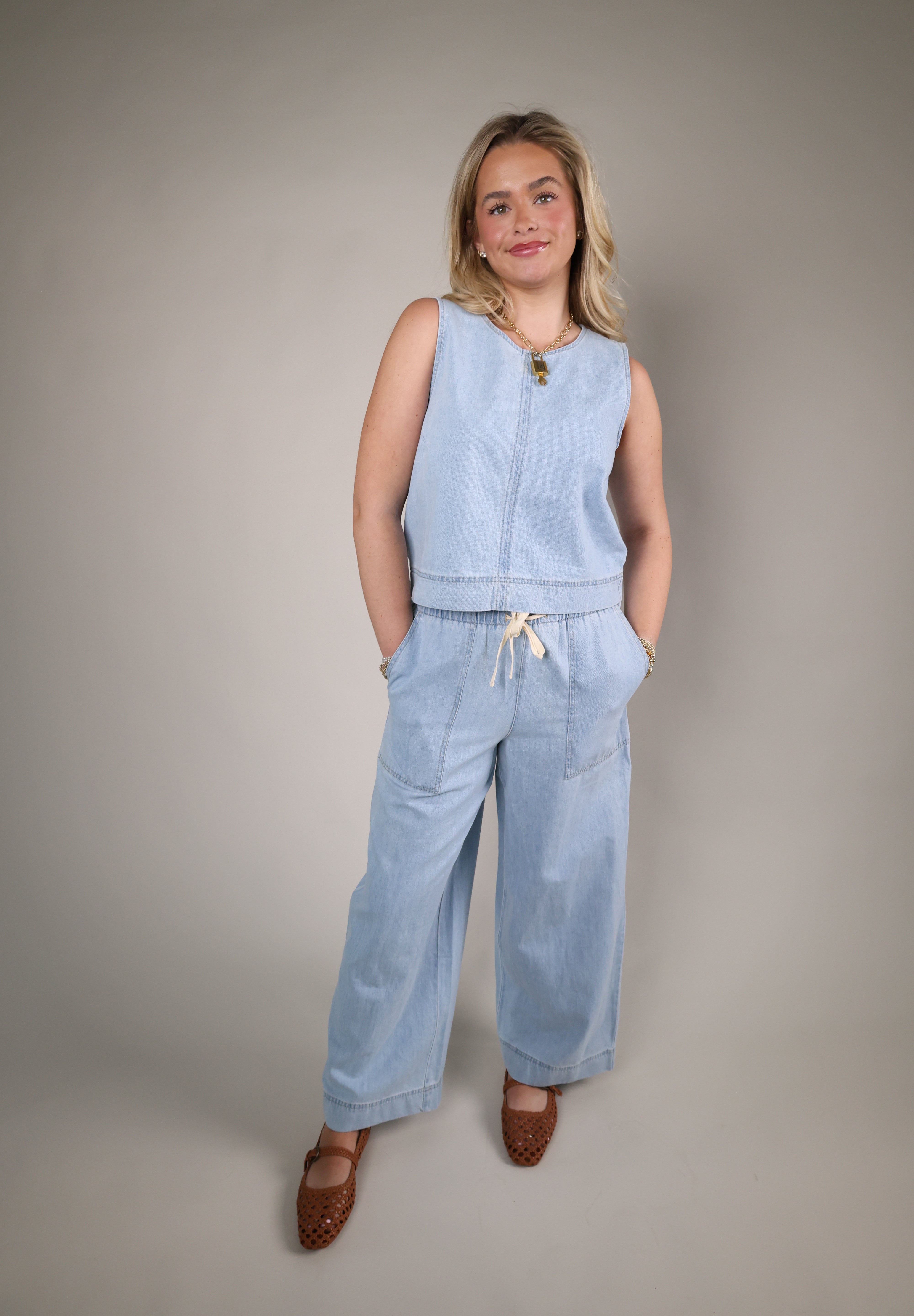 women’s square neck denim top sleeveless casual summer style