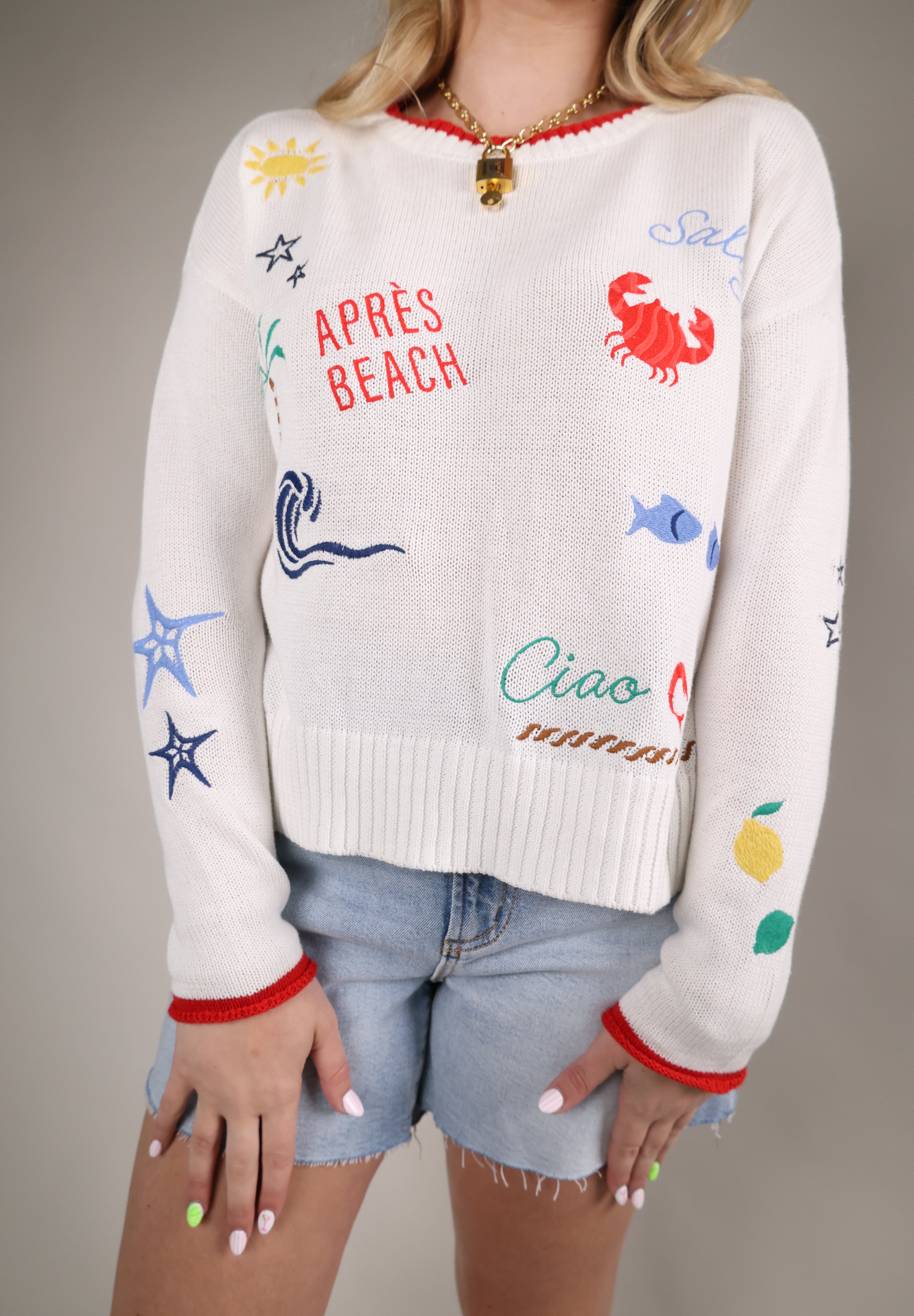 relaxed fit cotton sweater women summer knit coastal style top
