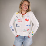 lightweight cotton summer sweater women coastal embroidered knit top