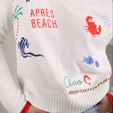 women’s beach sweater embroidered palm wave sweater lightweight layer