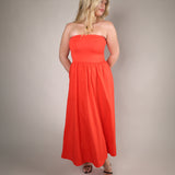 strapless summer midi dress women breezy vacation style dress