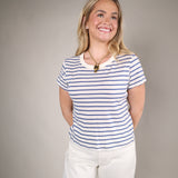 relaxed fit striped tee women breathable cotton summer basic