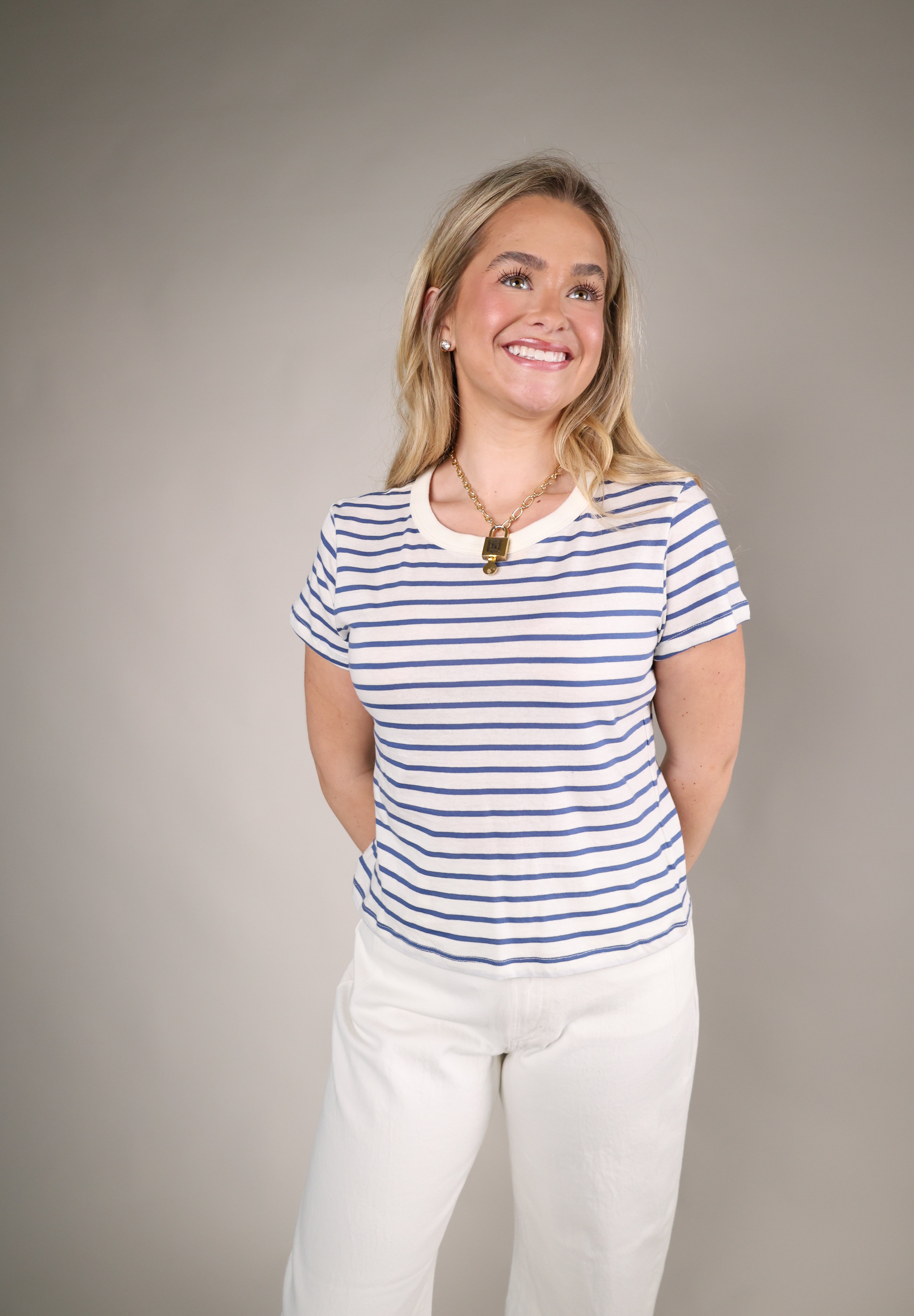relaxed fit striped tee women breathable cotton summer basic