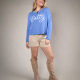 women’s coastal sweater salty graphic relaxed fit cotton knit