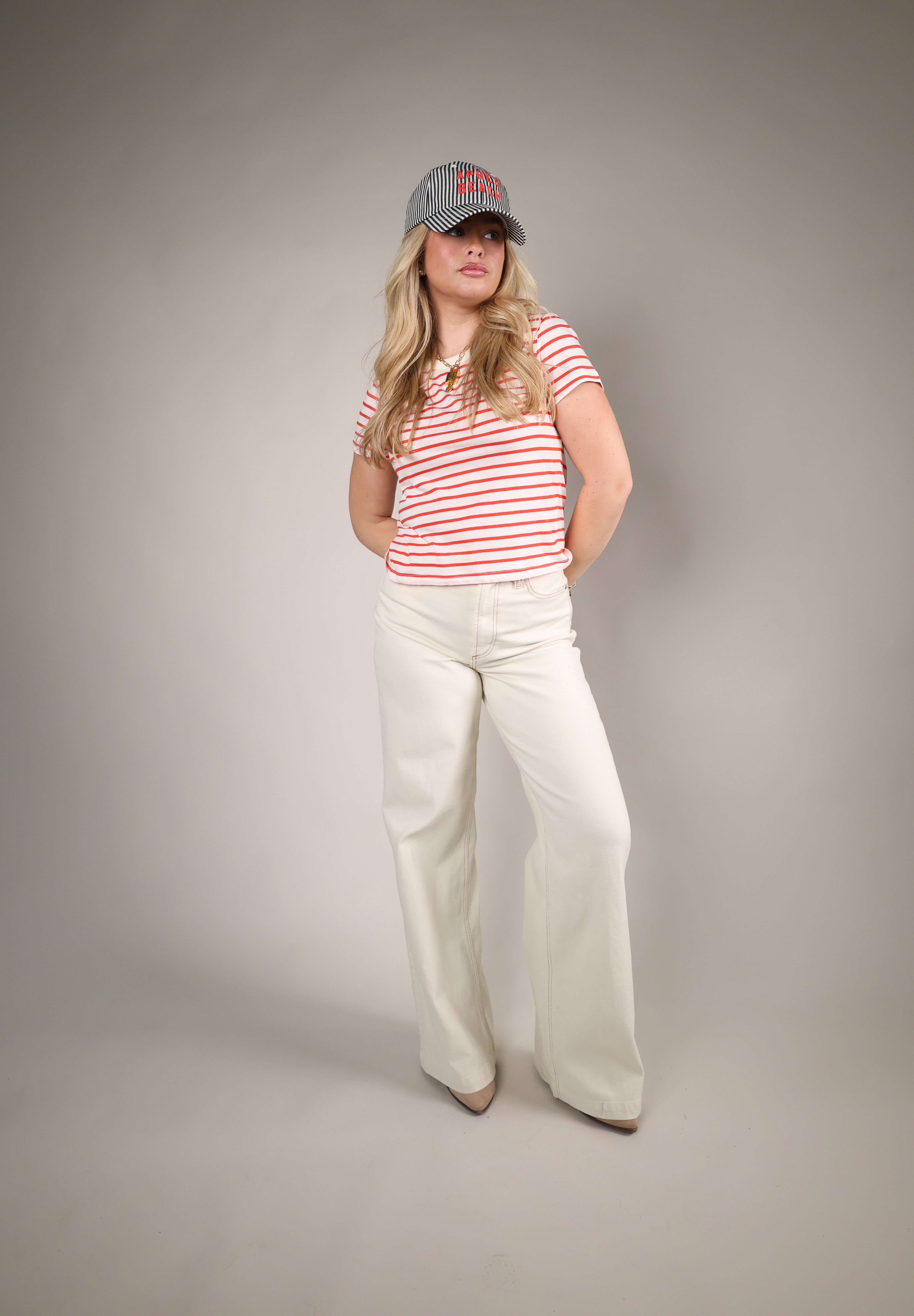 striped summer baseball hat apres beach text relaxed fit cap