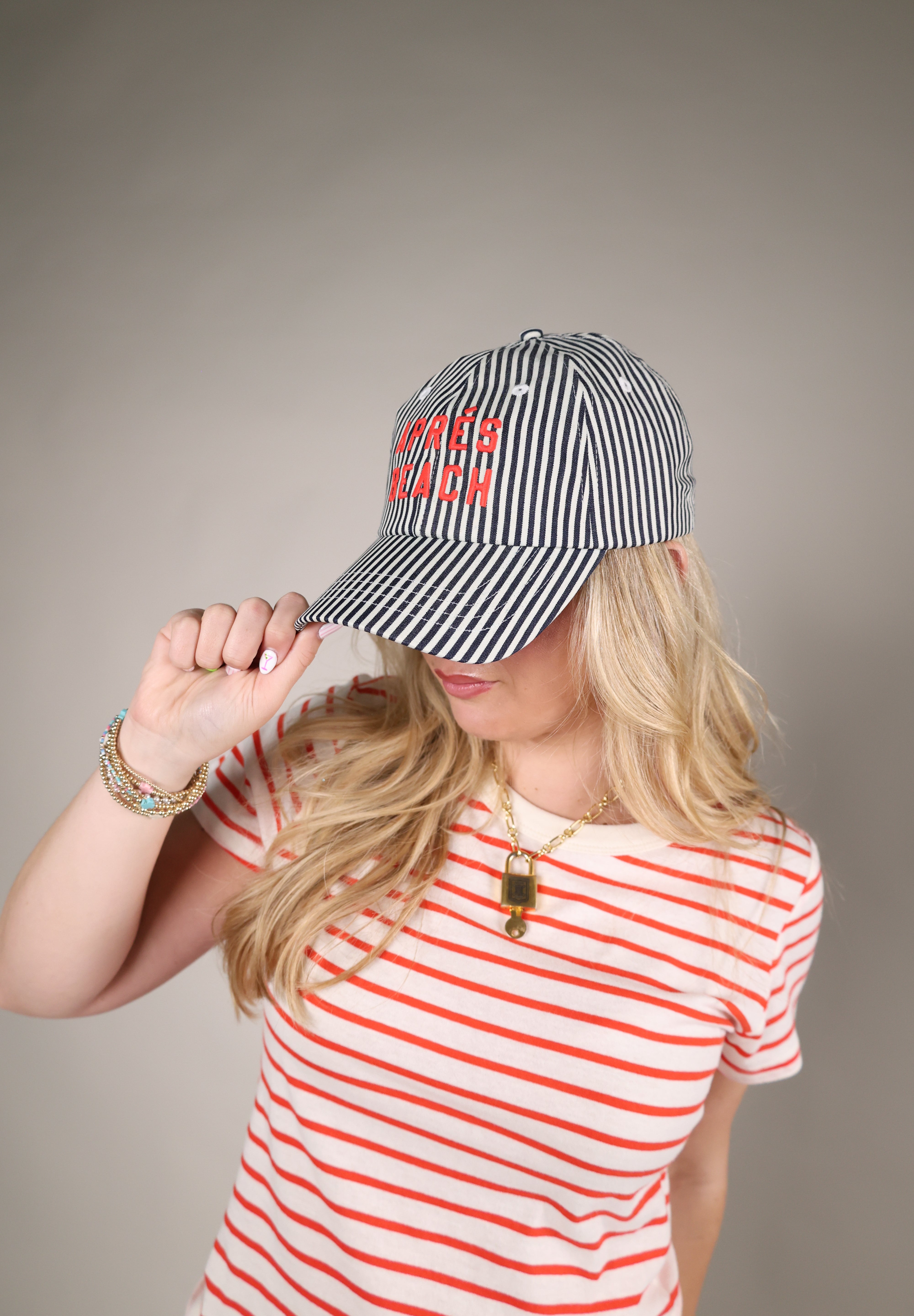 striped apres beach dad hat adjustable cotton summer accessory