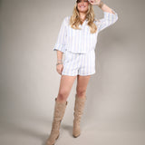 relaxed fit striped summer shorts cotton lightweight casual look